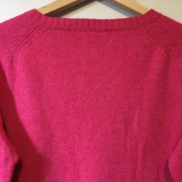 Malibu Pink Soft Angora Wool Blend Knit V-Neck Sweater - Picture 7 of 16